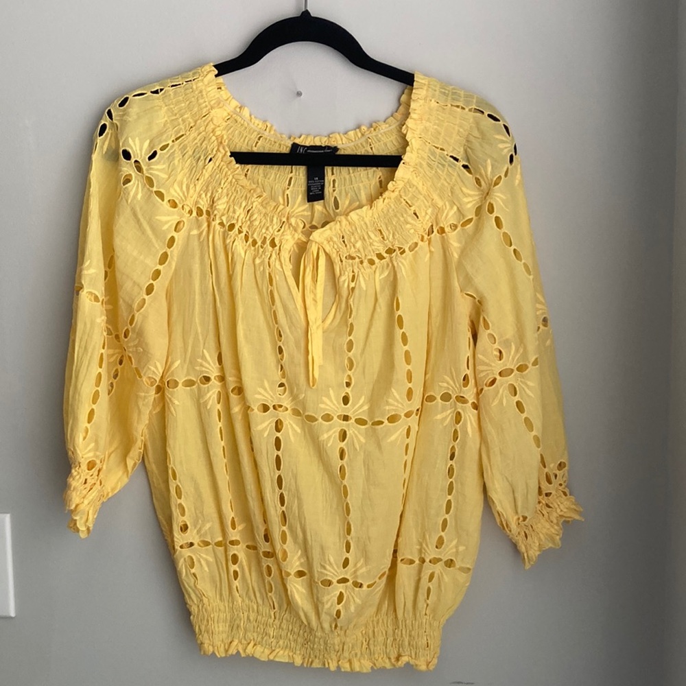 INC International Concepts Yellow Patchwork Blouse